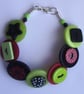 Red, black and lime button bracelet - Image 3