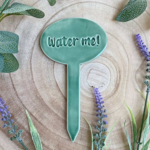 Water me! Ceramic Herb Plant Marker