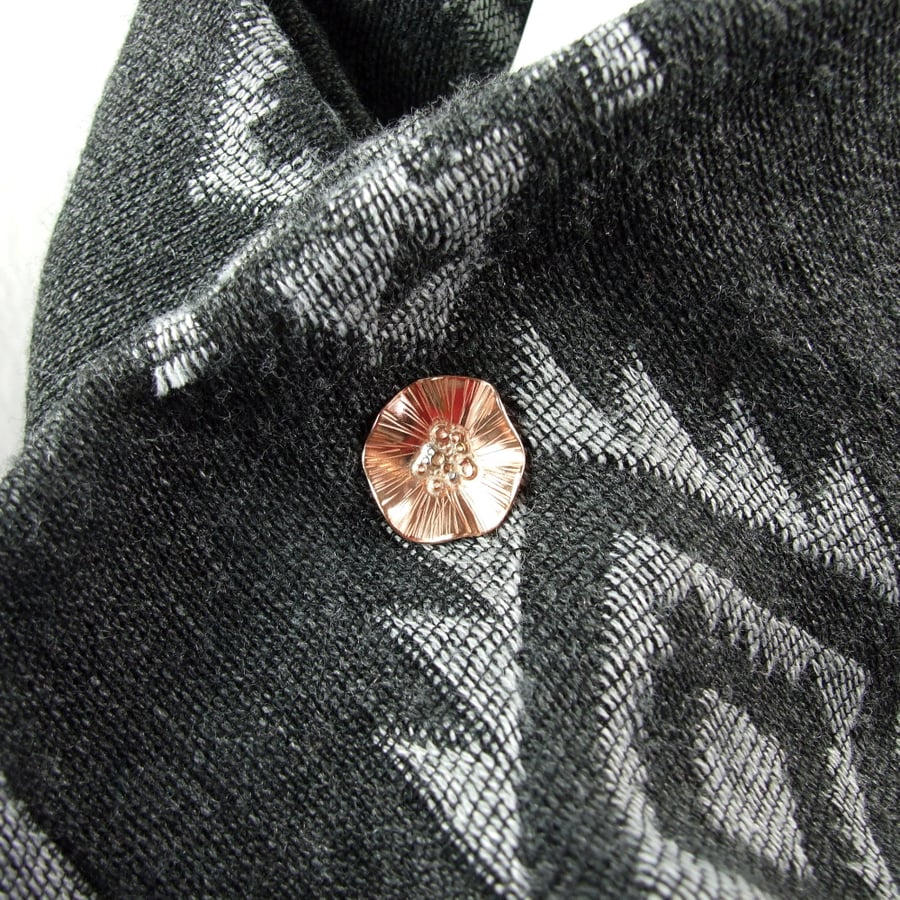 Poppy Brooch, Copper and Sterling Silver Lapel Pin