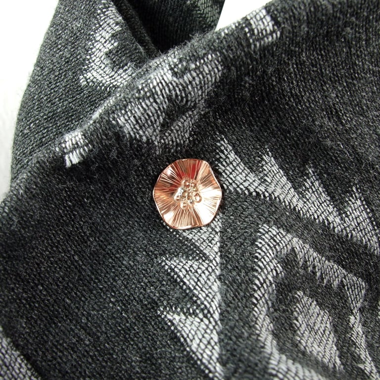 Poppy Brooch, Copper and Sterling Silver Lapel Pin