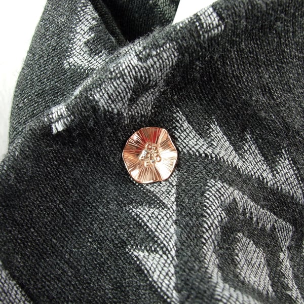 Poppy Brooch, Copper and Sterling Silver Lapel Pin