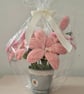 Pink and White Everlasting Lily Pot - Handmade Chenille Flower Bouquet - Image 5