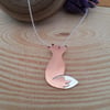 Sterling Silver and Copper Gazing Fox Necklace