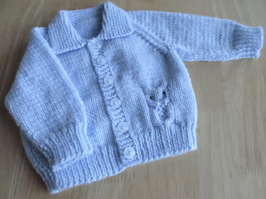 16" Boys Owl Cardigan with Collar