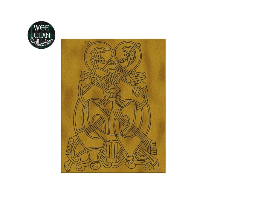 Celtic Inspired two birds black line on old gold rectangle Vinyl Sticker For Pho