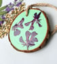 Pressed Pelargonium Flower Wood Slice Hanging Decoration Hand Painted - Image 2