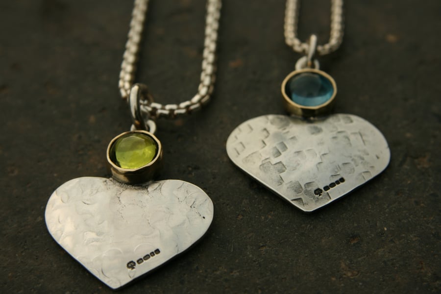 Heart pendant  with Blue Topaz