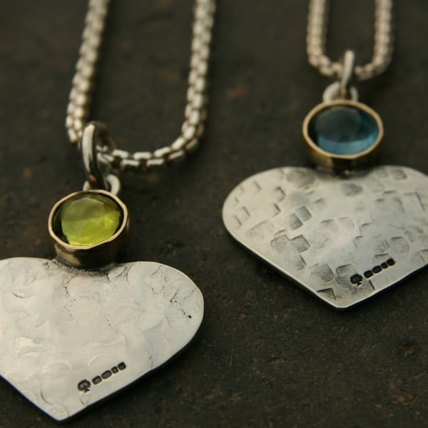 Heart pendant  with Blue Topaz