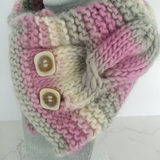 Cable Knit Neck Warmer in Misty Pink, Handmade Scarf, 100% Pure Wool Scarf