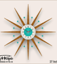 Mid Century Starburst Wall Clock By Royale The Welby in Turquoise