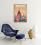 Moscow retro travel poster, Moscow city print, Russia travel poster - Image 4