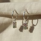 Handmade Silver Hoops with Pink & Green Gemstones – Wicked-Inspired