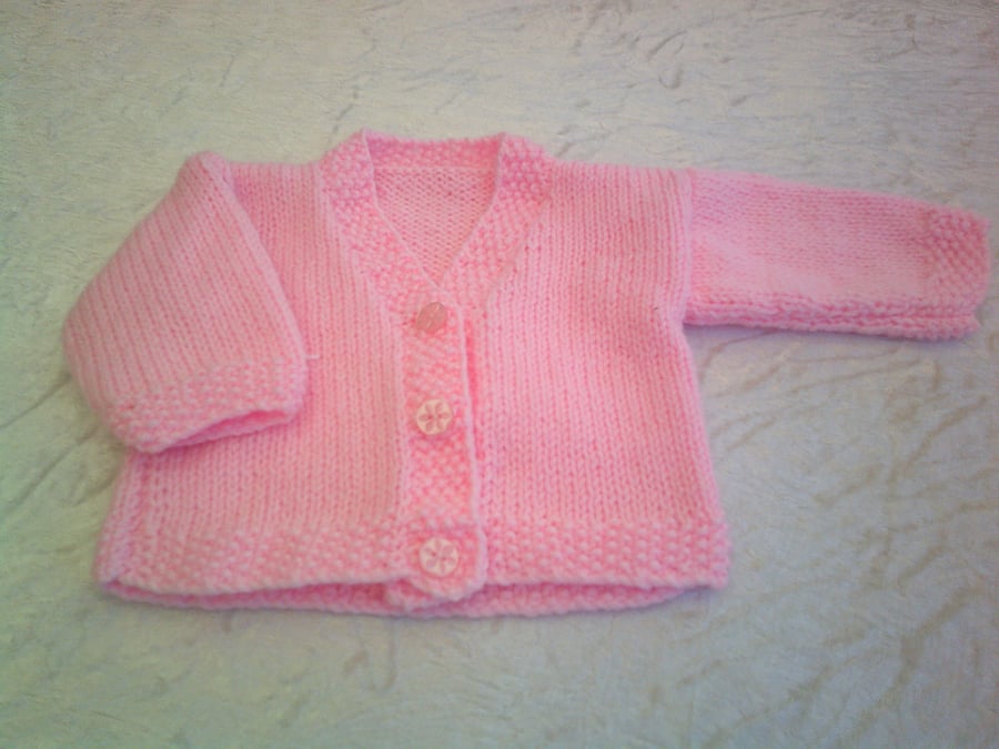 14 inch Pink V Neck Cardigan