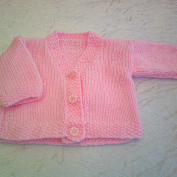 14 inch Pink V Neck Cardigan