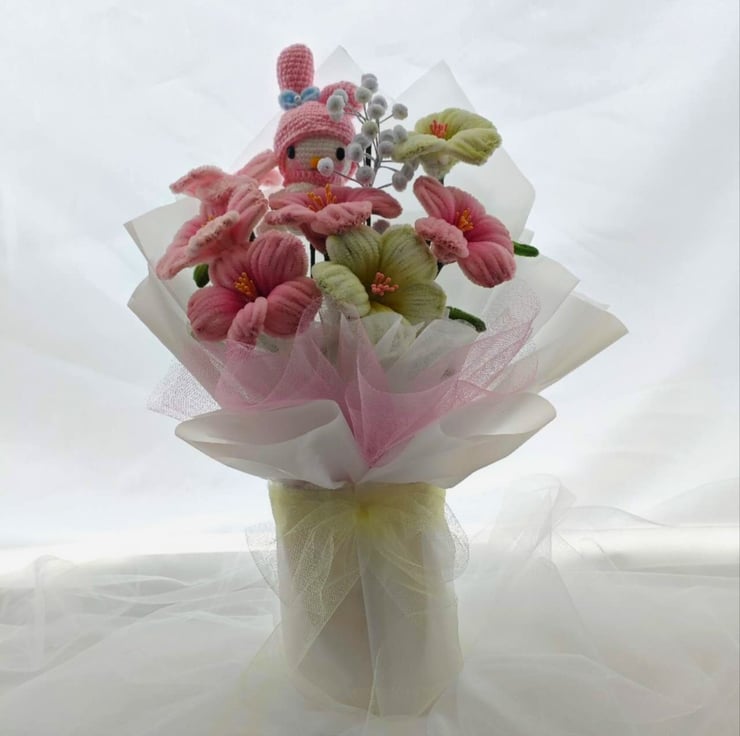 Handmade Pipe Cleaner Lily Bouquet with Bunny -... - Folksy