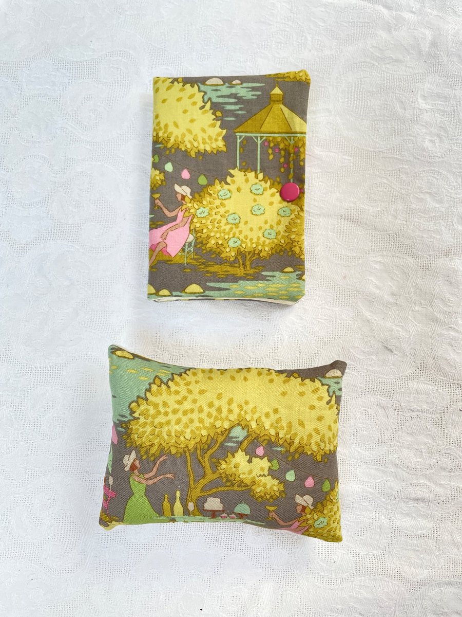 Image of Sewing needle case book and pin cushion set