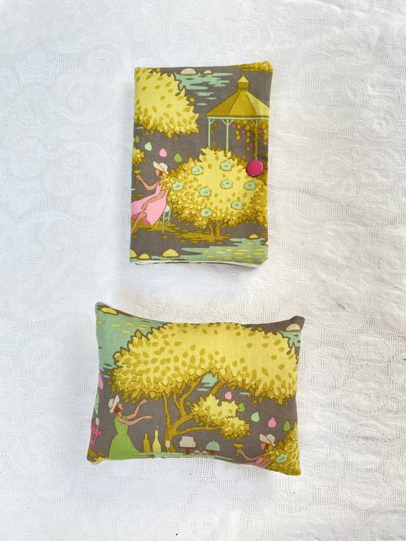 Sewing needle case book and pin cushion set