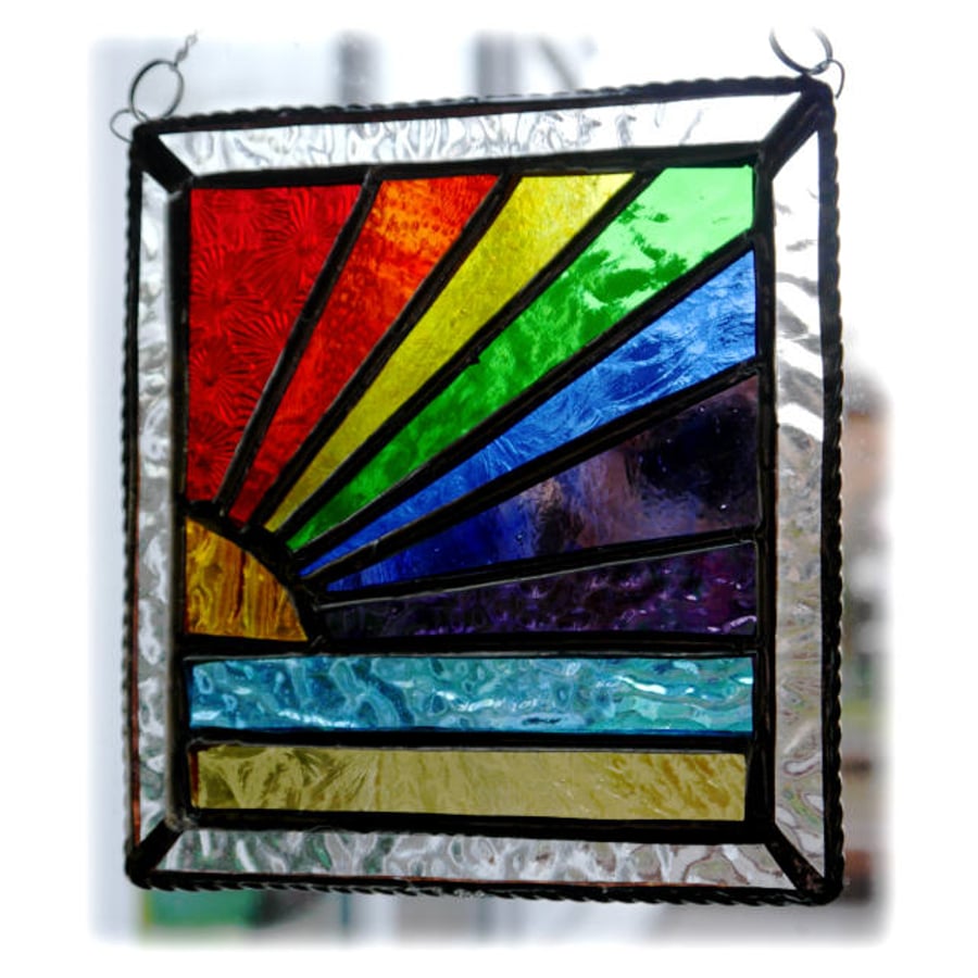 Rainbow Beach Stained Glass Suncatcher Handmade 012