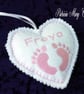 Personalised baby feet heart, embroidered heart, felt heart - Image 1