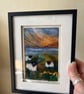 Moorland sunset  with lake and sheep needle felt picture black frame  - Image 6