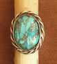 Turquoise And Silver Ring - Classic Navajo Style - Size M - Artisan - Image 3