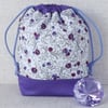 Project bag, drawstring bag, floral