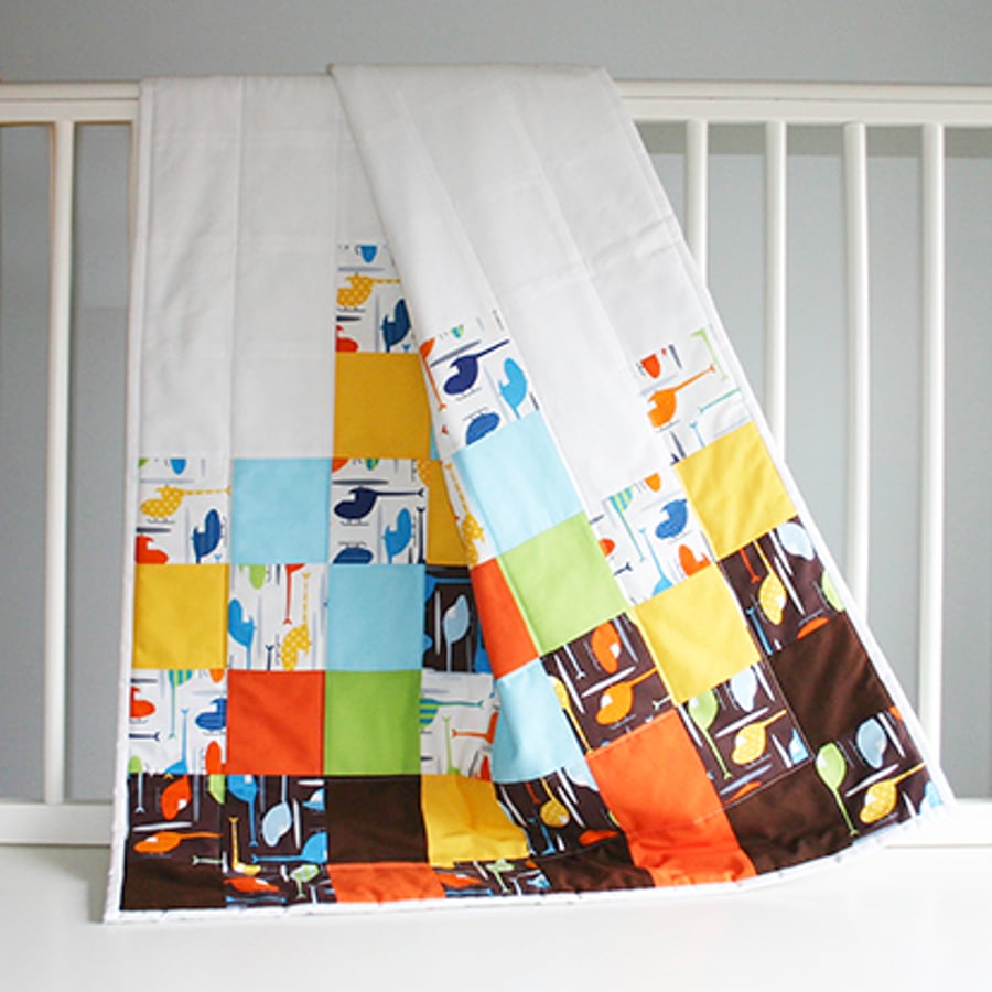 Helicopter Baby Quilt or Playmat