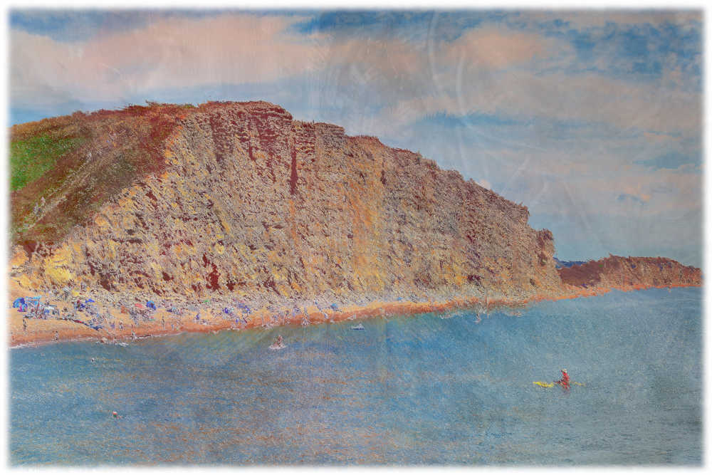 West Bay Picture, A Summers Day on West Bay Beach Digital Art Print