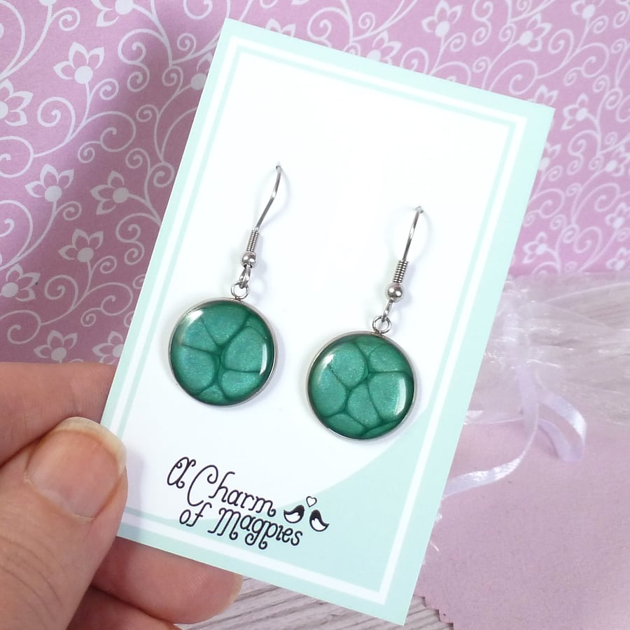 Turquoise blue dangle earrings, comfortable drop earrings for women