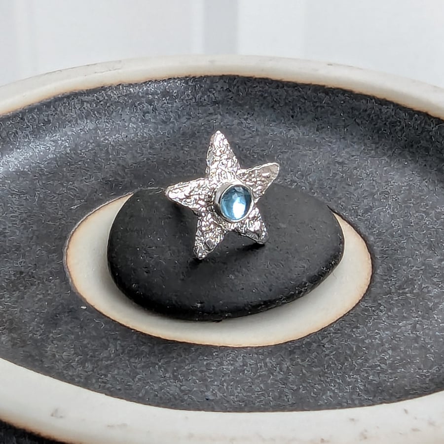 STERLING SILVER Star Swiss Blue Topaz Stud