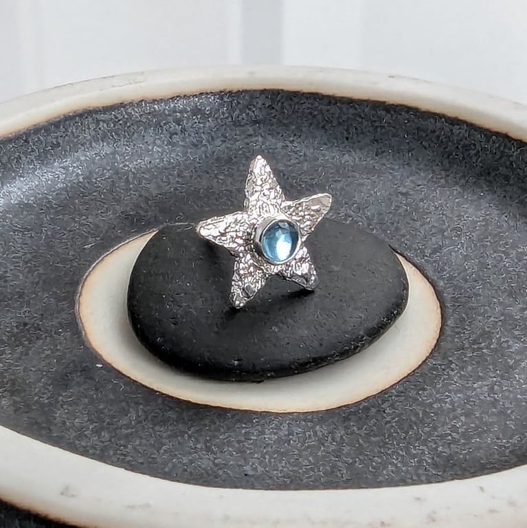 STERLING SILVER Star Swiss Blue Topaz Stud