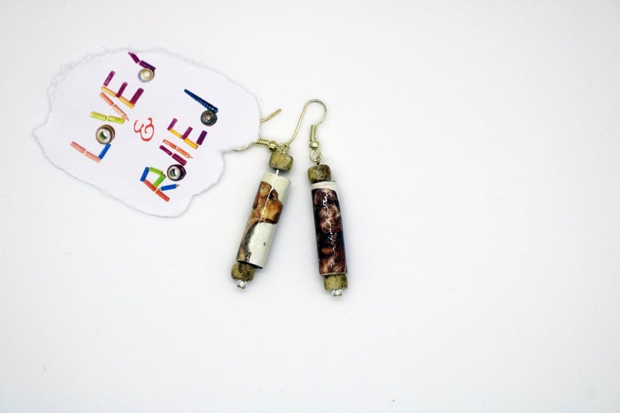 Paper Beads Earrings with image of dogs