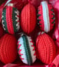Crochet Christmas Baubles Set of 6- Red Green & Silver Grey - Tree ...