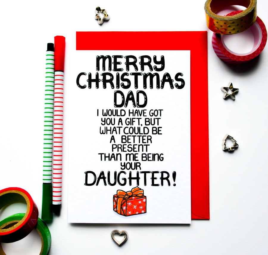 Funny Dad Christmas Card From Daughter