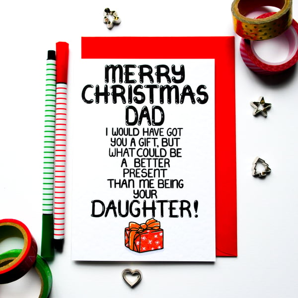 Funny Dad Christmas Card From Daughter