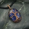 Copper Wire Wrapped Tree of Life Pendant with Lapis Lazuli Effect Stone