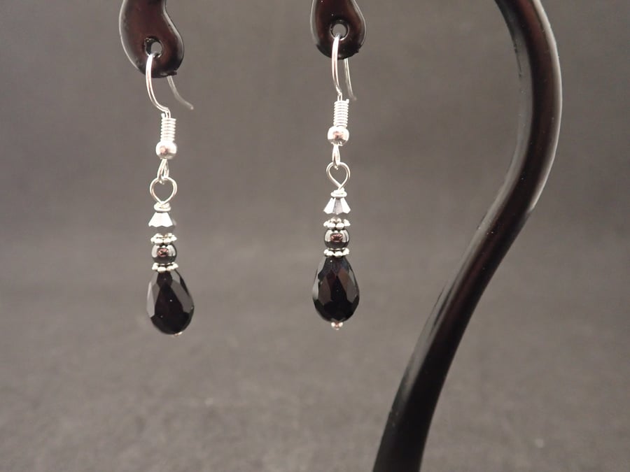 Black and Silver beaded earring