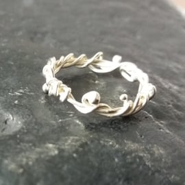 Silver twig ring