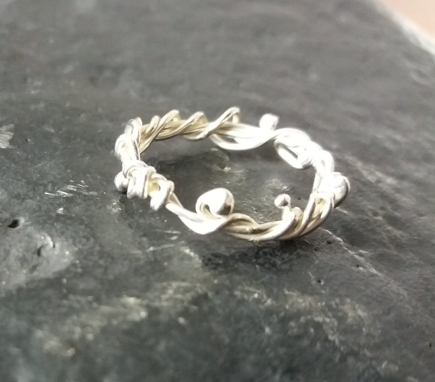 Silver twig ring