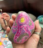 Purple Octopus hand painted paperweight stone 
