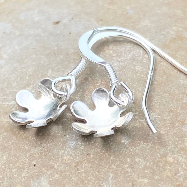Tiny Little Flowers Sterling Silver Earrings , drop, hook.2