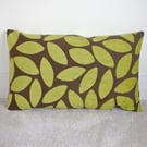 Lime Green and Brown Cushion Cover 20"x12" 40x30cm Chenille 