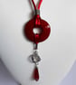 Red Disc & Silver Fangs Pendant  - Image 2