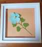 Paper Flower Blue Hollyhock, White Framed Picture, Handmade Floral Art