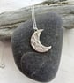 Silver moon pendant made from silver clay