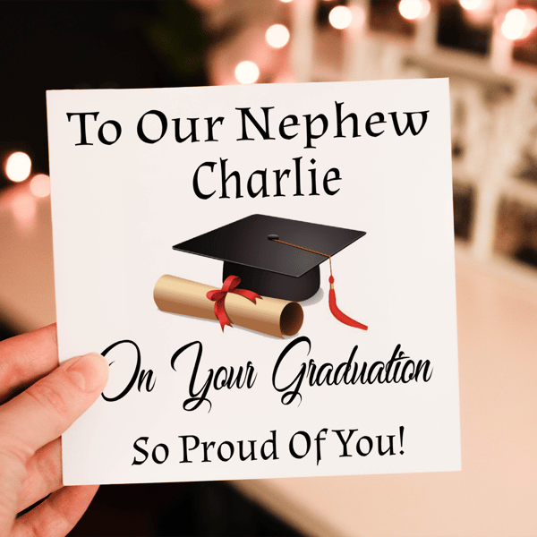 Congratulations Nephew Graduation Card, Your Graduating Card, Personalised Card 