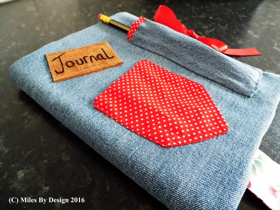 A5 Denim Covered Journal or Notebook In Vintage Styling