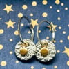 Silver disc moon and star earrings