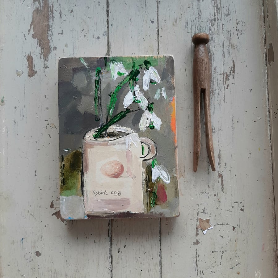 Contemporary snow drop flower painting 