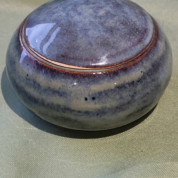 Lidded blue trinket pot handmade pottery